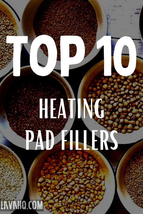 bowls of each of the top 10 heating pad fillers Bean Bag Heating Pad, Heating Pad Pattern, Diy Heat Pack, Homemade Heating Pad, Diy Heating Pad, Microwave Heat Pack, Rice Heating Pads, Heat Bag, Microwave Heating Pad