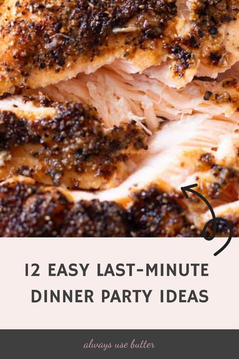 Hosting a last-minute dinner party and need some quick and easy recipe ideas? Look no further! Check out these delicious last-minute dinner party meals that will impress your guests without all the stress. From simple appetizers to flavorful main courses, these last minute dinner party recipes are sure to be a hit with everyone at the table. Say goodbye to the stress of entertaining and hello to enjoying quality time with your guests while serving up scrumptious dishes. Dinner Party Menus Ideas, Party Entrees Main Dishes, Sunday Party Food, Easy Party Main Dish Ideas, Dinner Recipes For Company Main Dishes, Gourmet Main Dishes, Dinner Ideas For Party Entertaining, Easy Dinner For Friends Parties, Dinner Ideas For Entertaining Friends