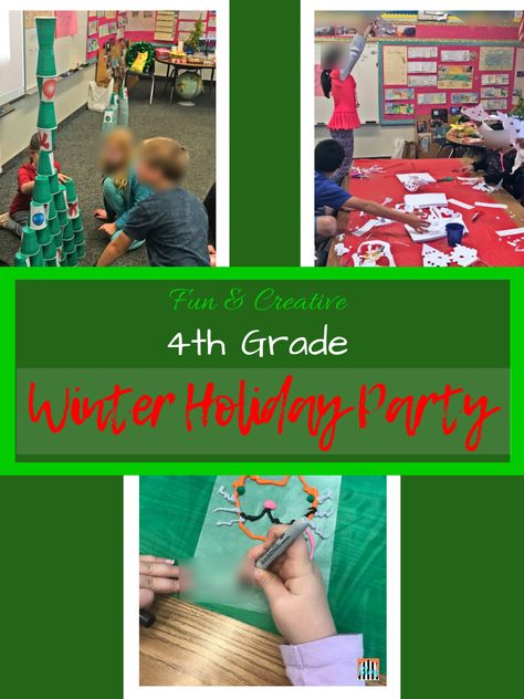 Elementary School Christmas Party Ideas, Christmas Games For 4th Graders, Holiday Crafts For 4th Graders, Classroom Christmas Party Games 4th Grade, Holiday Craft 4th Grade, Winter Party Crafts For 4th Grade, Holiday Crafts For 3rd Graders, 4th Grade Christmas Party Games, Christmas Crafts For 4th Grade