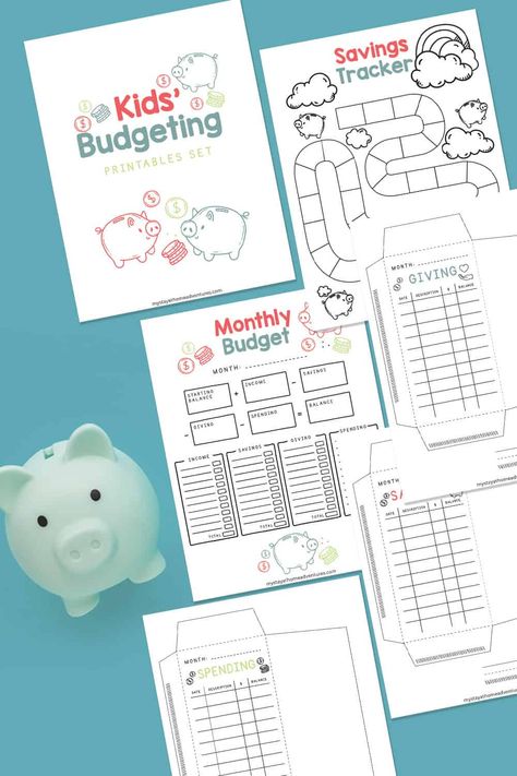 Kindergarten Financial Literacy, Kids Budget Worksheet, Kids Financial Literacy, Budget Worksheet Printable Free, Kids Savings Challenge, Savings Challenge For Kids, Kids Savings Plan, Free Kids Printables, Budgeting Sheet