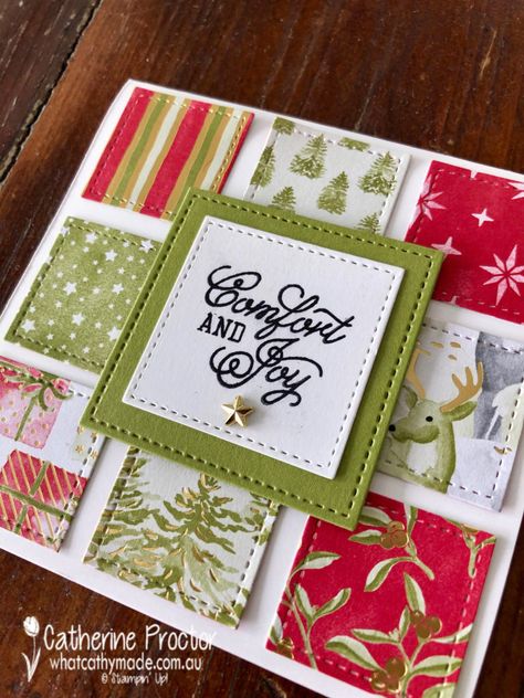 Maymaymadeit Tutorials, Making Christmas Cards, Quilt Cards, Christmas Friends, Simple Christmas Cards, Christmas Card Inspiration, Homemade Christmas Cards, Stampin Up Christmas Cards, Tree Cards