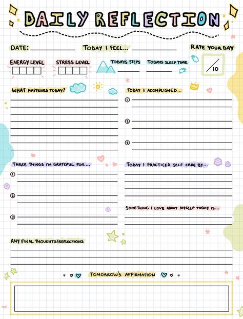 Daily Reflection - Notability Gallery Goodnotes Journaling, Bujo Templates, Bujo Daily, Ipad Templates, Business Planner Printables, Revision Planner, Simple Daily Planner, Daily Planner Sheets, Daily Planner Printables Free