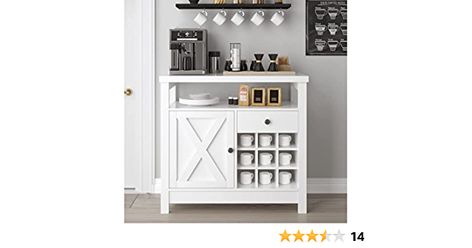 Amazon.com: 4ever2buy Farmhouse Coffee Bar Cabinet with 9 Wine Racks, Kitchen Sideboard Buffet Cabinet with Barn Door, White Coffee Bar with Storage, Wine Bar Cabinet with Adjustable Shelf for Dining Living Room : Home & Kitchen White Coffee Bar, Small Bar Cabinet, Farmhouse Buffet Cabinet, Coffee Bar Table, Kitchen Buffet Cabinet, Coffee Bar Cabinet, Coffee Cabinet, Farmhouse Buffet, Cabinet With Storage