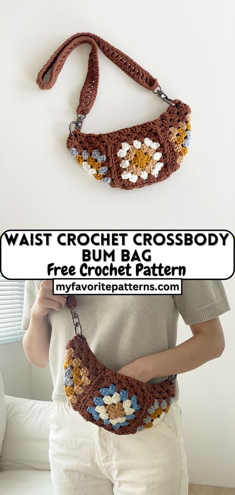 Waist Crochet Crossbody Bum Bag Free Crochet Bag, Crochet Bag Pattern Free, Amazing Crochet, Crochet Market Bag, Crochet Business, Crochet Work, Crochet Design Pattern, Crochet Purse Patterns, Crochet Cross