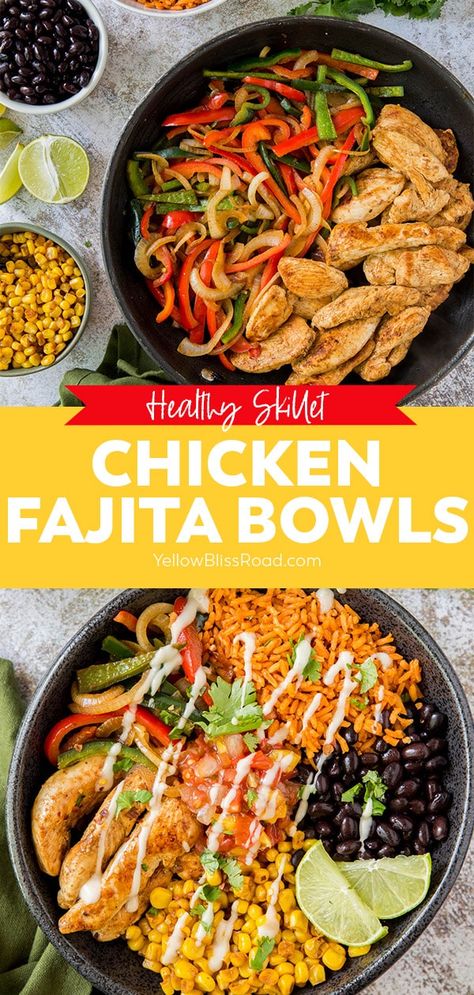 Healthy Dinner Recipes Fajitas, Dinner Bowls Chicken, Chicken Fajita Dinner Ideas, Meal Prep Fajita Chicken, Chicken And Peppers Meal Prep, Really Healthy Dinner Recipes, Easy Healthy Meals With Rice, Healthy Meals With Peppers, Healthy Bulk Dinner Recipes