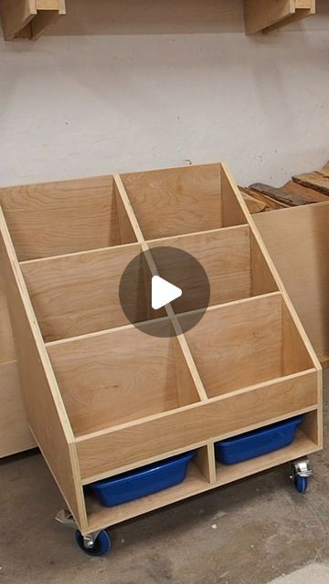 Marie | DIY Montreal on Instagram: "Want to build a compact lumber storage cart that won't take up too much space? All you need is a single sheet of plywood!

Plans available 👉 bit.ly/compactlumbercartplans or through link in bio

#lumbercart #lumberstorage #lumberstoragecart #scrapbin #assembly #screws #shopsounds #woodworking #shopstorage #shoporganization #plywood" Lumber Storage Cart, Diy Montreal, Lumber Storage, Plywood Sheets, Storage Cart, Shop Storage, Shop Organization, Lumber, All You Need Is