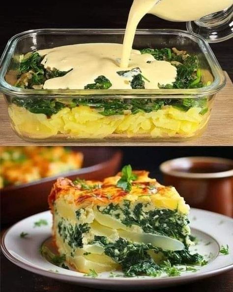 Jamie Oliver Recipes | I have never tasted such delicious potatoes with spinach and eggs | Facebook Egg Spinach Bake, Spinach Egg Casserole, Potatoes With Spinach, Spinach And Eggs, Delicious Potatoes, Egg Spinach, Spanish Tortilla, Spinach Bake, Comforting Dinner