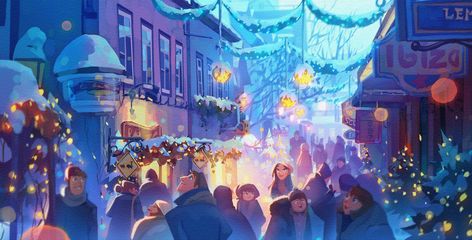 Winter Illustration Art, Christmas Illustration Art, Winter Digital Art, Digital Art Christmas, Christmas Digital Art, Christmas Animation, Vis Dev, Color Script, Christmas Artwork