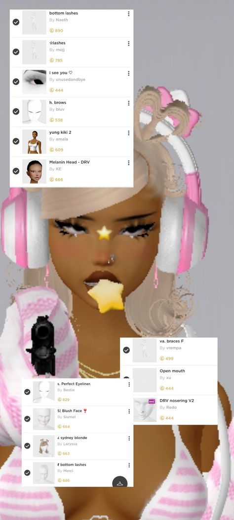 Imvu Face Ideas Tutorial, Imvu Face Tutorial, Imvu Username Ideas, Cute Imvu Names, Imvu Head Ideas, Imvu Mesh Head Ideas, Imvu Avi Ideas Y2k, Imvu Names Ideas, Imvu Heads Names