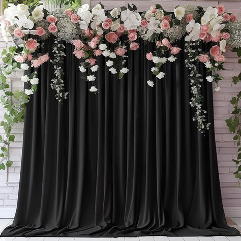 PRICES MAY VARY. 【Versatile Dimensions】 - Each photo backdrop curtain measures a generous 5 feet wide x 10 feet high, entire backdrop measures 10 feet wide x 10 feet high. Providing ample coverage for your event backdrop. (Note: Background stand not included.) 【High-Quality Fabric】 - This black wedding backdrop is made of 100% high quality polyester fabric, which makes the black backdrop curtain thick, smooth and durable. The meticulous stitching and delicate edges add an elegant touch to any se Shower Curtain Backdrop, Backdrop Curtains, Curtain Backdrop, Backdrop For Birthday, Stage Background, Black Backdrop, Black Drapes, Fabric Black, Shower Curtain