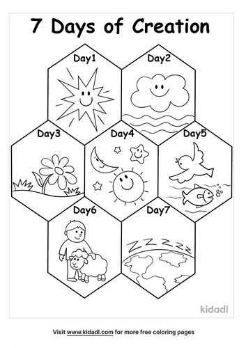 Days Of Creation Coloring Pages, Free Bible Coloring Pages, Creation Coloring Pages, 7 Days Of Creation, Creation Bible, Bible Crafts Sunday School, Sunday School Coloring Pages, Christian Activities, Bible Activities For Kids