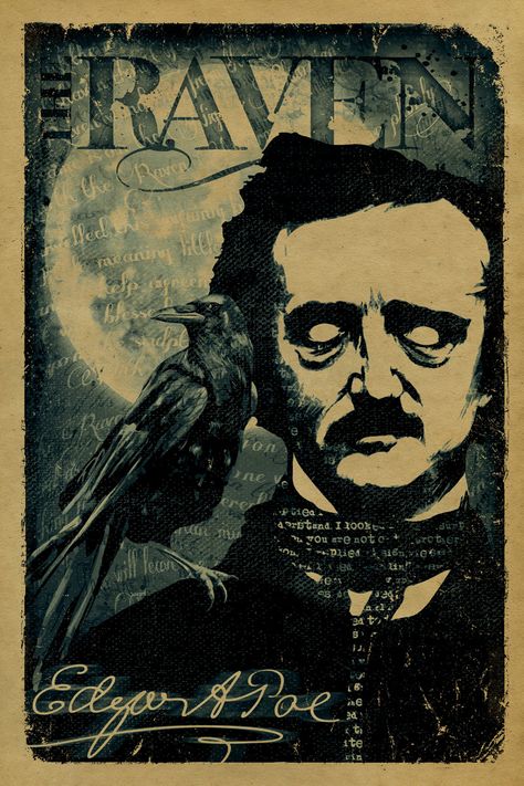 The Raven by Edgar A Poe poster. 12x18. Kraft by UncleGertrudes Horror Typography, Edgar Allen Poe Art, Poe Boy, Voodoo Queen, Poe Quotes, Marie Laveau, Goth Horror, Quoth The Raven, Allen Poe