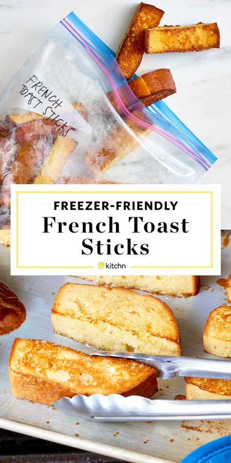 Frozen French Toast Sticks, Frozen French Toast, Freezer Breakfast Meals, Breakfast Sandwiches Frozen, Cinnamon French Toast Bake, Cream Eggs, Freezer Friendly Meals, Freezable Meals, Freezer Meal Planning