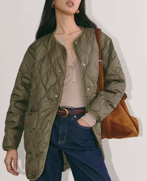 The Quilted Liner curated on LTK Easy Cold, Working On It, Military Inspired, Supply Chain, Outerwear Women, Made It, Crew Neckline, Cold Weather, Coats For Women