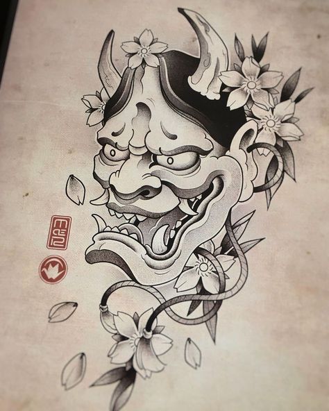 Japanese Geisha Tattoo, Tattoo Chart, Japanese Mask Tattoo, Tato Ikan Koi, Hannya Mask Tattoo, Hanya Tattoo, Flores Tattoo, Japanese Flower Tattoo, Dragon Tattoo Art