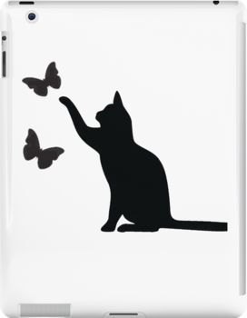 Slim impact-resistant polycarbonate case with protective lip and full access to device ports. Vibrant colors embedded directly into the case for longevity. Available for iPad 4/3/2. Fِِunny Cat plays with butterflies Cute graphic T-shirt Cat Playing With Butterfly, Ipad Snap, Ipad 4, Cat Playing, Cartoon Cat, Ipad Case, Black Cat, Butterflies, Graphic T Shirt