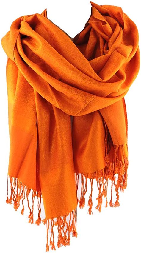 SILVERFEVER Women's Shawl Vintage Jacquard Paisley Pashmina Special Occasion Wrap Evening Scarf Double Sided Stole (Orange) at Amazon Women’s Clothing store Papyrus Cosplay, Paisley Design Pattern, Dnd Ocs, Jack Pumpkin, Bean Sprout, Evening Scarf, Orange Scarf, Orange Outfit, Guilty Gear