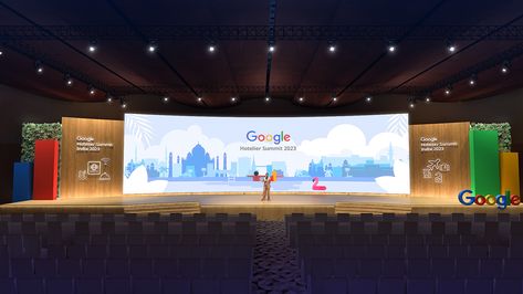 Hotelier Summit 2023 on Behance Stage Scenography, Summit Stage, Graphic Design Exhibition, Event Booth Design, Google Event, Stage Lighting Design, Concert Stage Design, Corporate Event Design, Event Booth