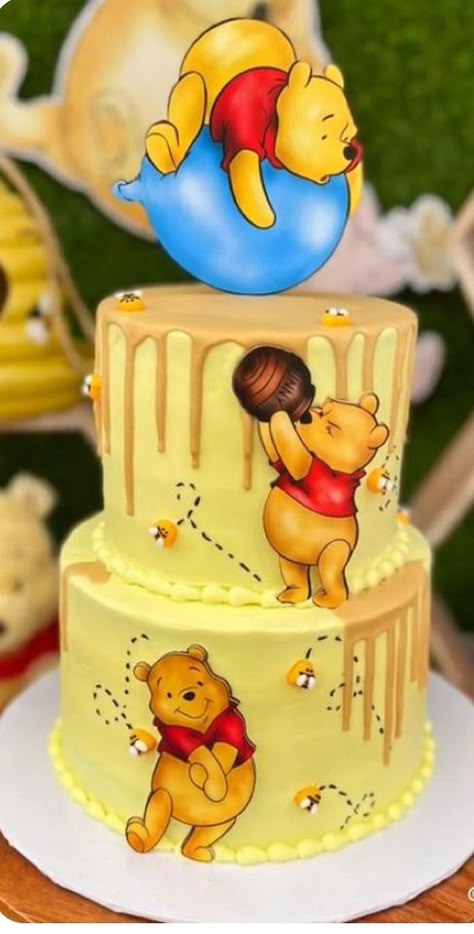 Winnie The Pooh Cake Ideas, Winnie The Pooh Baby Shower Cake, Winnie Pooh Cake, Winnie The Pooh Birthday Cake, Vom Avea Un Copil, Pooh Cake, Baby Shower Sweets, Winnie The Pooh Cake, Winnie The Pooh Themes