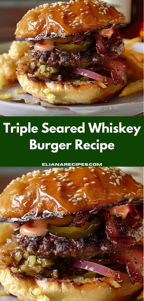 Searching for ground beef recipes easy enough for weeknights? The Triple Seared Whiskey Burger Recipe is your answer! A top choice among beef dinner ideas, these burgers make dinner ideas easy and enjoyable. Whiskey Burger, Beef Dinner Ideas, Whiskey Glaze, Ground Beef Casserole Recipes, Ground Beef Recipe, Indulgent Food, Beef Casserole Recipes, Ground Beef Casserole, Dinner With Ground Beef