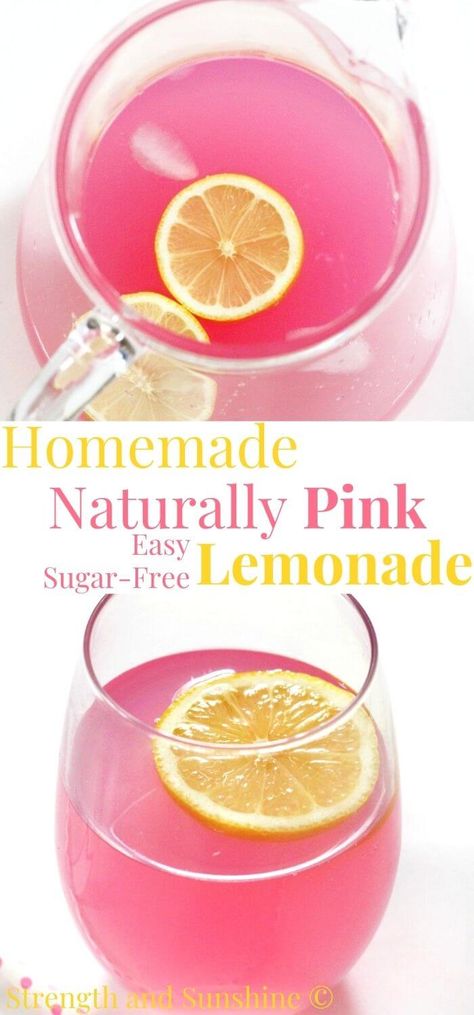 Healthy Pink Lemonade, Pink Lemonade Recipe Homemade, Healthy Lemonade Recipe, Sugar Free Lemonade Recipe, Homemade Pink Lemonade, Pink Lemonade Recipe, Pink Lemonade Punch, Sugar Free Juice, Punch Recipes For Kids