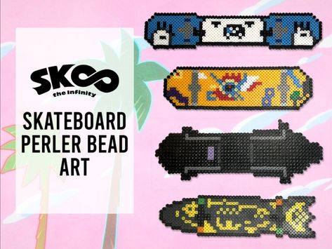 Sk8 The Infinity Perler Beads, Bead Activities, Hamma Beads Ideas, Sk8 The Infinity, Melty Beads, Diy Perler Beads, Bead Ideas, Pixel Pattern, Perler Beads Designs