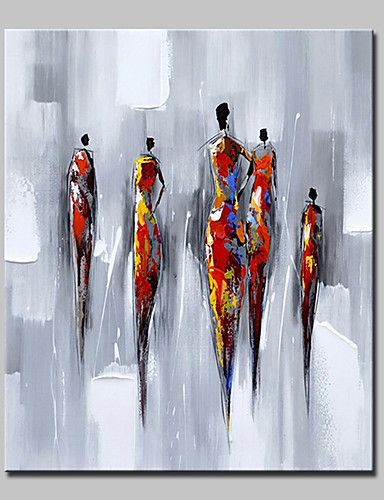 Oil Painting Hand Painted - Abstract People Modern European Style Stretched Canvas Couples Canvas Painting, Abstract People, African Paintings, African Art Paintings, Pottery Painting Designs, Art Painting Gallery, Contemporary Abstract Painting, Mary Ann, Art Painting Acrylic