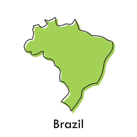 Brazil map - simple hand drawn stylized concept with sketch black line outline contour. country border silhouette drawing vector illustration Brazil Map Outline, Brazil Map Illustration, Brazil Drawing, Map Of Brazil, Brazil Map, Brazil Country, Mission Possible, Silhouette Drawing, Map Outline