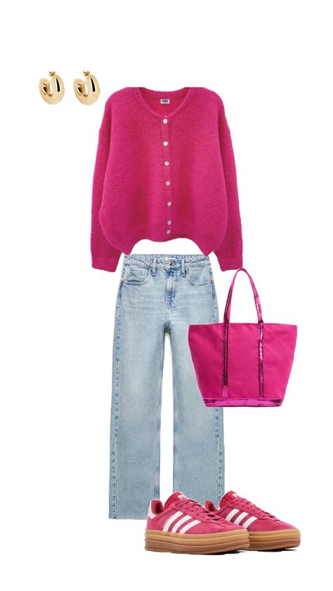 #pink #outfit #vanessabruno #zag #zara #jean #gazelle #adidas Adidas Gazelle Pink, Gazelle Adidas, Over 60 Fashion, Adidas Pink, 60 Fashion, Current Styles, Casual Work Outfits, Pink Adidas, Work Outfits Women