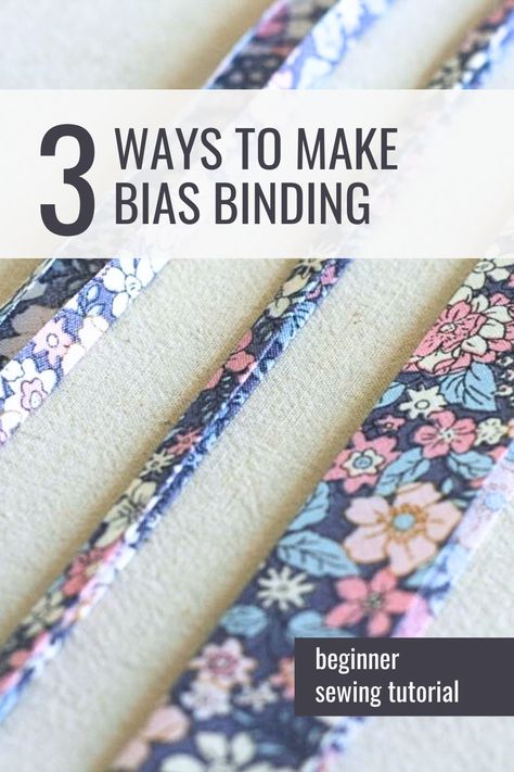 This guide will help you to understand the different kinds of bias binding to use for clothing and how to make your own without any special supplies. There are 3 primary kinds of bias binding: single fold, double fold, and half fold/French method. How To Make Bias Binding, Bias Binding Tutorial, Small Outdoor Furniture, Make Bias Binding, Bias Tape Tutorial, Shirred Fabric, Old Sheets, Bias Tape Maker, Binding Tutorial