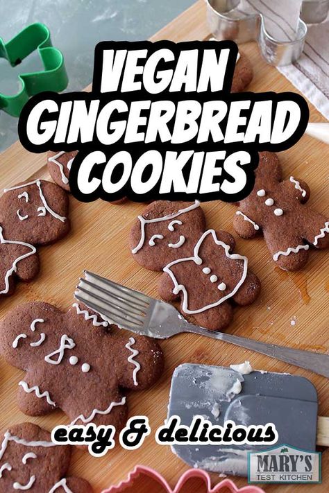 Vegan Gingerbread Men Cookies Recipe - Mary's Test Kitchen Gingerbread Man Cookie Recipe, Healthy Gingerbread Cookies, Vegan Holiday Cookies, Vegan Gingerbread Cookies, Gingerbread Men Cookies, Gingerbread Cookie Recipe, Best Gingerbread Cookies, Chewy Gingerbread Cookies, Soft Gingerbread Cookies