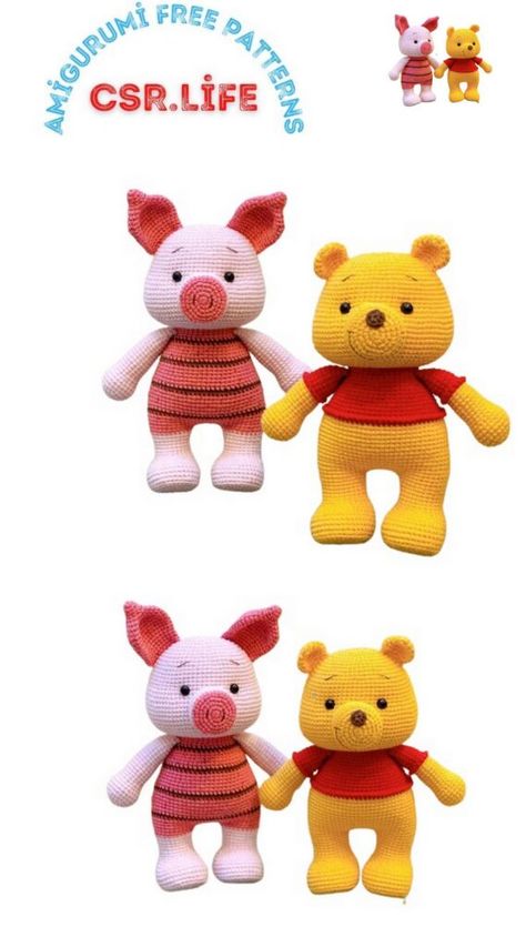 Crochet Disney Ears, Winnie The Pooh Amigurumi, Free Crochet Teddy Bear, Crochet Voodoo, Paw Crochet, Teddy Bear Patterns Free, Disney Crochet Patterns, Bear Patterns Free, Bear Patterns