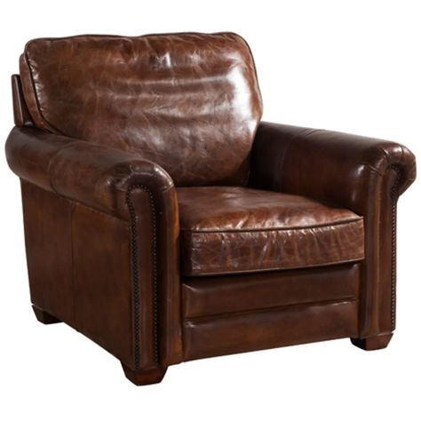 Williston Forge Ramsey Club Chair | Wayfair.co.uk Country Style Living Room, Leather Sofa Chair, Brown Leather Armchair, 80s Interior, Leather Accent Chair, Retro Chair, Brown Sofa, Armchair Furniture, Leather Lounge