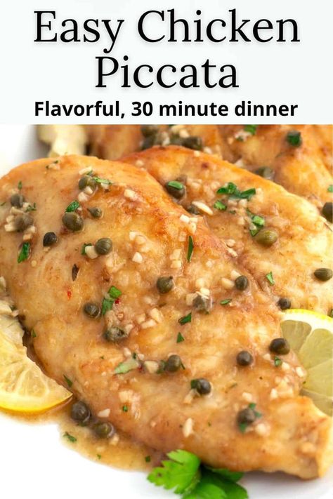 Looking for your next company-worthy Italian dish? This Chicken Piccata with Artichokes and White Wine yields juicy, tender chicken coated in a flavorful sauce layered with garlic, lemon, white wine, capers, and artichoke hearts. Serve over pasta or with simple side dishes for a tasty 30 minute dinner. Chicken Piccata With Artichokes, White Wine Lemon Sauce, Chicken Piccata Pasta, Easy Chicken Piccata, Simple Side Dishes, Chicken Piccata Recipe, Flavorful Dinner, Artichoke Recipes, White Wine Sauce