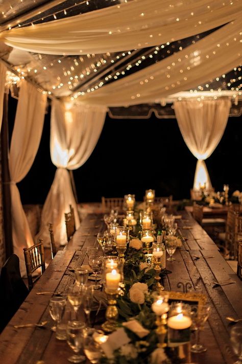 Rustic Wedding Decorations, Romantic Candlelight, Luxury Garden, Wedding Tent, Tent Wedding, Reception Ideas, Diy Wedding Decorations, Wedding Lights, Trendy Wedding