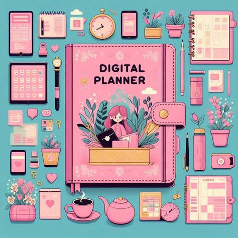 Free Digital Planner Templates Templates For Planners, Study Tracker, Pink Wallpaper Kawaii, Plan Day, Digital Planner Ideas, Disney Big Hero 6, Planner Habit Tracker, Small Planner, Digital Notes