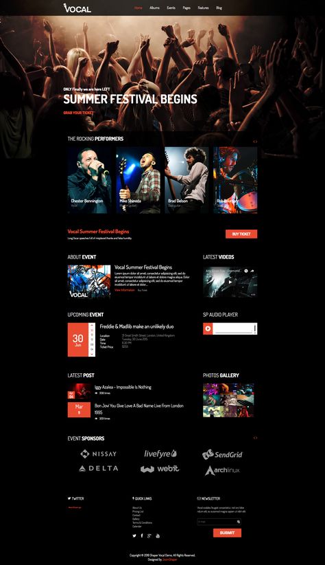 Music Concert Website Design, Concert Website Design, Event Website Design Inspiration, Events Web Design, Music Press Kit, Event Website Design, Music Website Design, Music Template, Design For Music