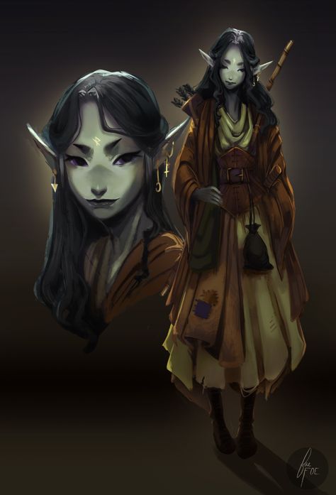 5e Character Ideas, Druid Cleric Dnd, Enby Characters, Pixie Character Design, Witch Ocs, Mushroom Fae, Illustration Design Graphique, Elf Characters, Elf Druid