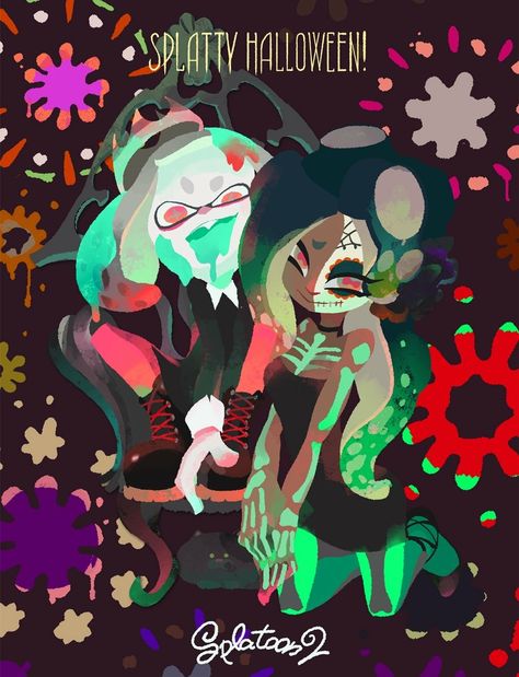 Splatoon 2 Happy Halloween official art Corrupted Gems, Marina Splatoon, Pearl And Marina, Nintendo Console, Splatoon 2 Art, Fantasias Halloween, Fun Art, Halloween Spirit, Nintendo 3ds