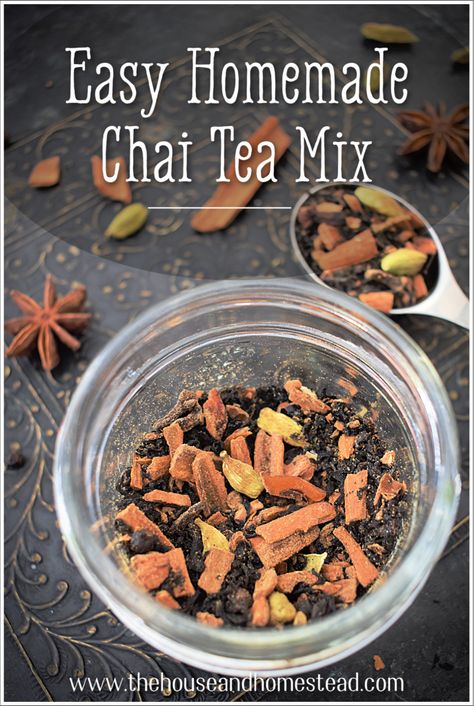 Easy Homemade Chai Tea Mix - The House & Homestead Diy Chai Tea, Winter Tea Recipe, Homemade Chai Tea, Homemade Chai, Masala Chai Tea, Chai Tea Recipe, Hot Drinks Recipes, Expensive Coffee, Winter Tea