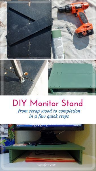 Diy Monitor Stand, Monitor Stand Diy, Paper Decluttering, Computer Monitor Stand, Upcycle Diy, Upcycled Projects, Plastic Letters, Best Computer, Scrap Wood Projects