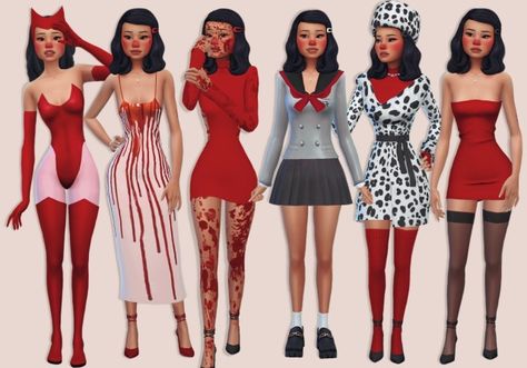 Sims 4 Halloween Costumes, Sims Halloween Costume, Scarlet Witch Costume, Cc Clothing, Devil Costume, Sims 4 Clothing, Couple Halloween, Couple Halloween Costumes, Maxis Match