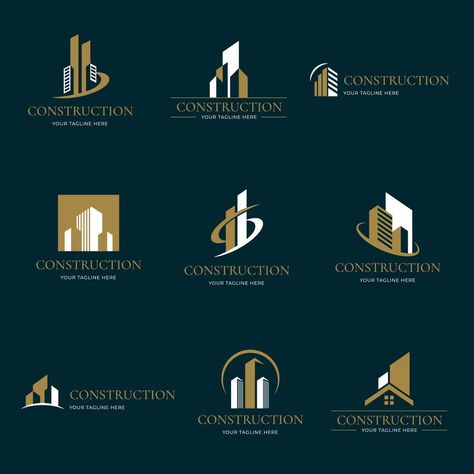 Construction Company Logo Design Ideas, Logo For Construction Company, Bazo Design, Principle Of Design, Construction Company Logo, Handmade Logo, Real Estate Logo Design, Construction Logo, Real Estate Logo