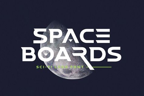 Space Boards - Sci-Fi Logo Font by Sarid Ezra on @creativemarket Sci Fi Typography, Sci Fi Logo, Universe Font, Sci Fi Fonts, Science Fiction Movie Posters, Space Font, Game Font, Futuristic Fonts, Logo Font