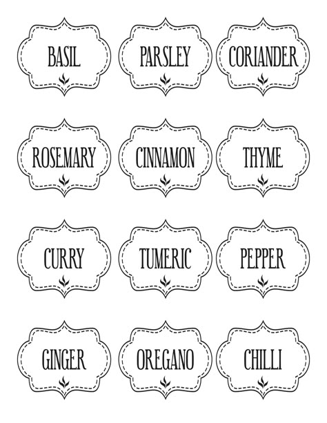 Free Printable Kitchen Spice Labels                                                                                                                                                                                 More Storage Labels Printable, Pantry Labels Template, Pantry Labels Printable, Free Pantry Labels, Table Vignettes, Kitchen Pantry Labels, Printable Label Templates, Spice Jar Labels, Kitchen Labels