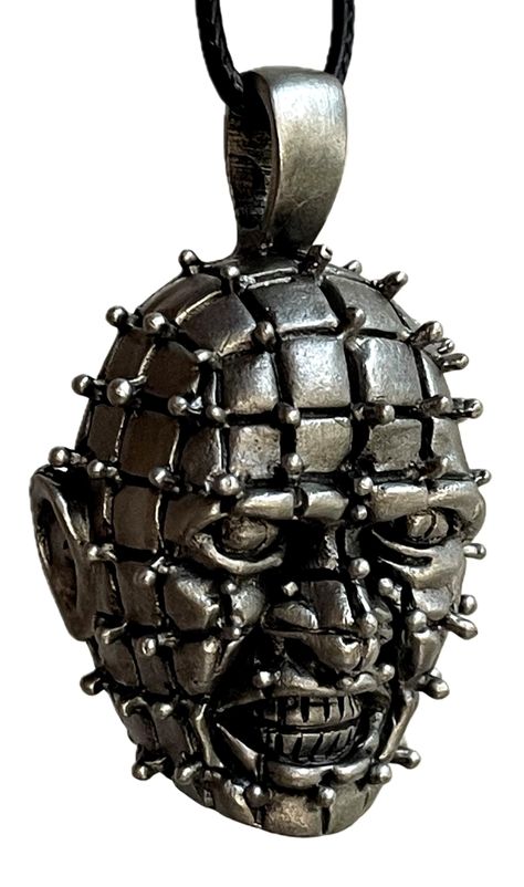 PRICES MAY VARY. Pinhead HellRiser Horror Silver Pewter Men's Pendant Necklace Black Leather Cord This choice comes with a pendant as shown on 22 inches black leather cord necklace. Our pendant is made from lead free pewter, strong and durable. Very fashionable and attract attentions. Measurement: approximately 3.5 x 2.25 x 2 centimeters (For size reference of the pendant, Please view the picture which has a penny and a quater coin next to it to compare) Horror Jewelry, Mens Necklace Pendant, Mens Silver Jewelry, Leather Cord Necklace, Pewter Pendant, Leather Corded Necklace, A Penny, Mens Pendant, Necklace Black