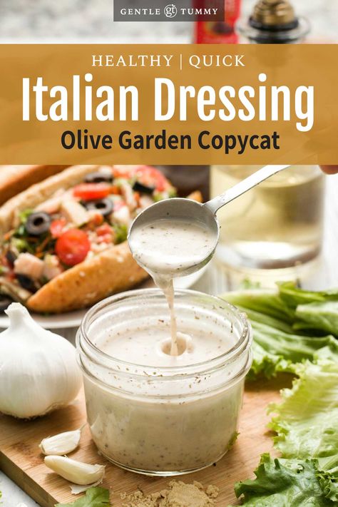 Creamy Italian Dressing Olive Garden Healthy Copycat Olive Garden Italian Dressing Recipe, Creamy Italian Dressing Recipe, Homemade Creamy Italian Dressing, Olive Garden Salad Dressing Recipe, Olive Garden Salad Recipe, Healthy Sauce Recipes, Garden Salad Dressing, Italian Dressing Recipe, Creamy Italian Dressing