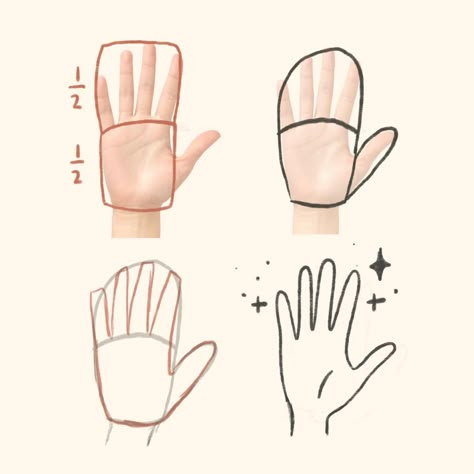 An easy way to draw hands is to think of them like mittens! And to remember that fingers form 50% and the palm the other 50% of the hand 🖐️🥊😊✨ I go a little more in depth in my Hands and Feet mini tutorial, which is part of my Starter Bundle which contains 15 of these mini tutorials (plus both my Procreate brush packs and most used color palettes)! Use INSTA10 for a lil bit off 🛒🥳 #drawingtips #drawingtipsandtricks #arttips #arttipsandtricks #drawingtutorial #drawingtutorials Hands Tutorial, الفن الرقمي, Draw Hands, Mini Tutorial, Picture Books Illustration, Arte Inspo, Dibujos Cute, Cartoon Character Design, Drawing Lessons