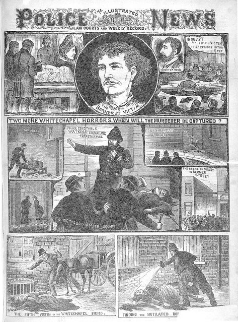 The Illustrated Police News - 6 October 1888 - Elizabeth Stride & Catherine Eddowes - Category:Elizabeth Stride - Wikimedia Commons Jack The Ripper Identity, Victorian Prison, Jack Ripper, Ripper Street, London Police, Victorian England, Cold Cases, Victorian London, Jack The Ripper