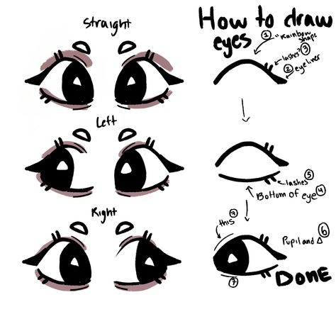 Cute Eye Drawing Reference, Cute Eyes Reference, Doe Eye Drawing Reference, Drawing Base Holding Something, Eye Reference Drawing Cartoon, Lavendertowne Art Style Eyes, Alt Eye Tut Drawing, Goofy Eyes Drawing, Eye Tips Drawing